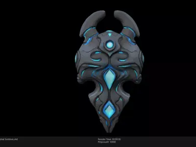 Low Poly Stylized Celestial Sentinel Low-poly 3D model