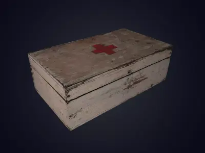 Wooden First Aid Kit Low-poly 3D model