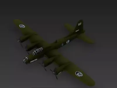 Boeing B29 Bomber 3D Model World War II Aircraft Low-poly 3D model
