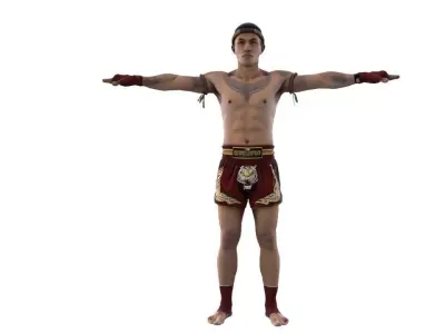 Muay Thai t-pose 3D model Low-poly 3D model