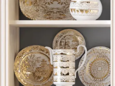 Cupboard with dishes 3D model