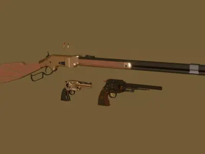 weapon revolver winchester Low-poly 3D model