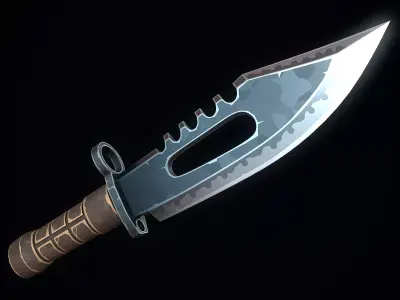 Stylized Military Knife Low-poly 3D model purchase