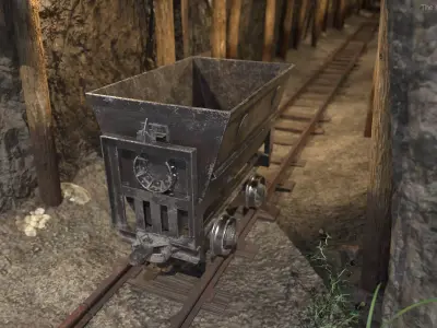Worn Mine Wagon Black 3D model