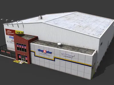 Self Storage Warehouse Low-poly 3D model