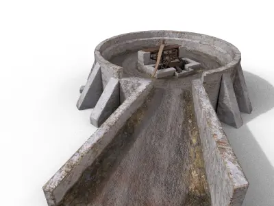 Blood Waterwheel  18th Century Horror Machine Low-poly 3D model