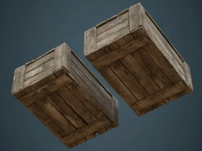 Wooden Box 4B Low-poly 3D model