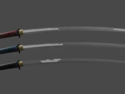 Katana three samurai swords 3D model