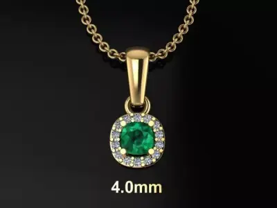 Dainty Diamond Halo Cushion Pendant With Bell 4mm 3D print model