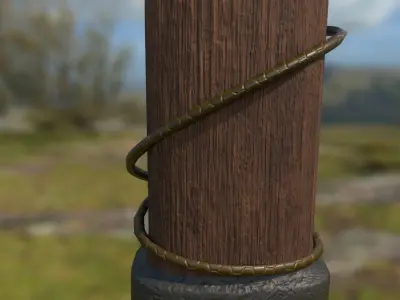 Medieval axe Low-poly 3D model 2