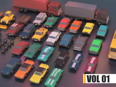 low poly cars vol 01 lowpoly Free low-poly 3D model