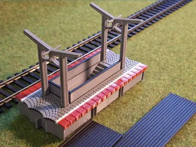 Double Edge Platform Underpass2 1-87 FDM color 3D print model