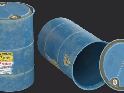 industrial Biohazard Plastic Barrel Low-poly 3D model