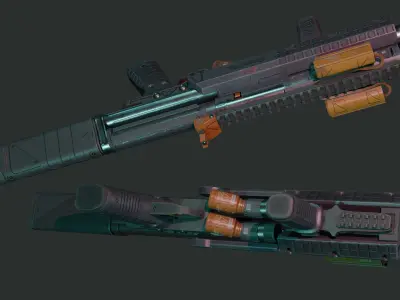 Cyberpunk Style Pump Shotgun Low-poly 3D model