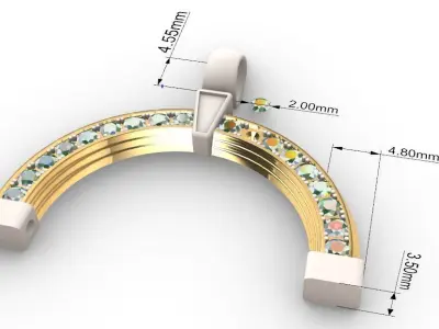 pendant with gem stones 3D print model