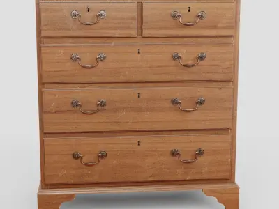 Mahagony antique chest of drawers 3D model
