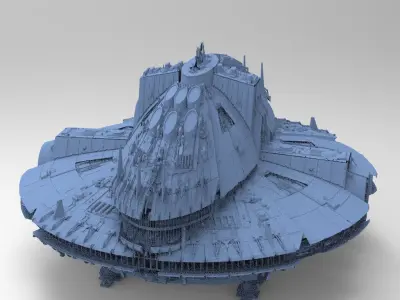 Sci-Fi Shuttle launcher moon base 6 3D model