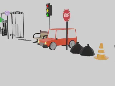 Low poly city assete Free low-poly 3D model