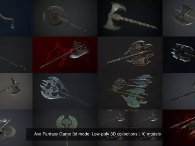 Axe Fantasy Game 3d model Low-poly 3D collections 3D Model Pack