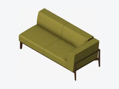 Furniture - Sofa - Contemporary - Oak - - Sofa - Left Low-poly 3D model