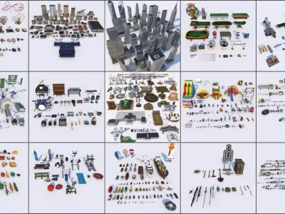 Low Poly City Mega Pack 2 Collection 3D model