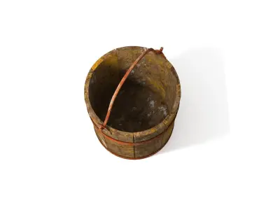 Dirt Wooden Bucket 02 Low-poly 3D model