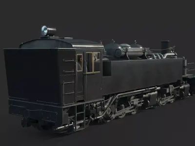 Old-fashioned coal-burning steam-powered locomotives 3D model