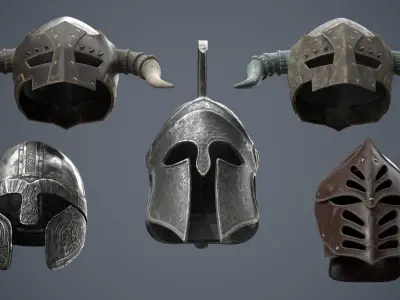 Medieval Helmets 3D Model Pack purchase