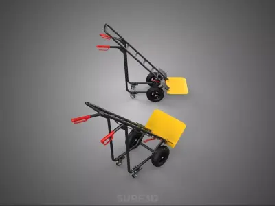 ADJUSTABLE FOLDING PLATE BASE BED POSITION HAND TRUCK PLATFORM 4 3D model