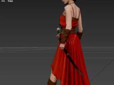 Chinese style - Ethnic costumes - Girl with a knife 3D model