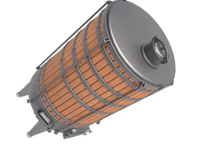 wooden wine fermenting barrel 3D model