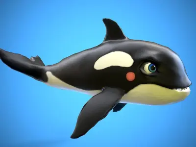 cartoon orca Low-poly 3D model
