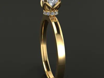 Floral Gallery Solitaire Infinity Diamond Bow Engagement Ring 3D print model
