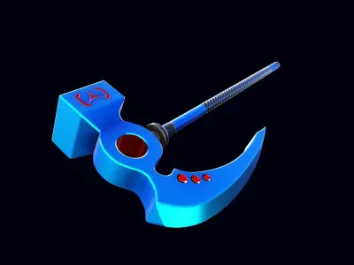 Low-poly stylized two-handed hammer game-ready Free low-poly 3D model