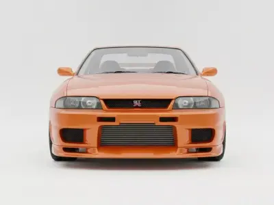 Modified Nissan Skyline GT-R R33 in Sunset Orange Metallic Low-poly 3D model