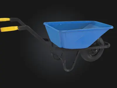 Blue Wheelbarrow  Realistic Construction Site Cart Model 3D model