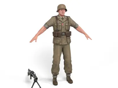German Soldier 4 - Afrika Korps Low-poly 3D model