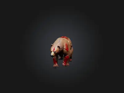 Realistic Wounded Bear Model Low-poly 3D model