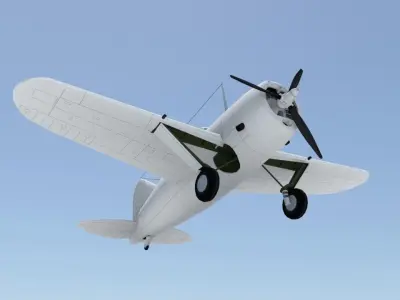 Brewster F2A Buffalo Static Low Poly Warbird Low-poly 3D model