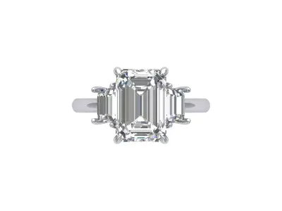3- stone Emerald Ring 3D print model