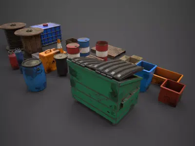 Industrial Props Collection Low-poly 3D model purchase