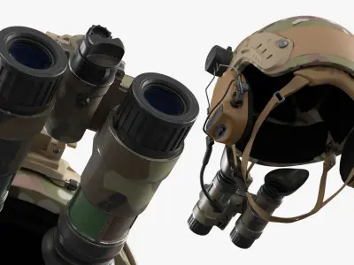  Military Ballistic Helmet with NVG Binocular Camo Used 
