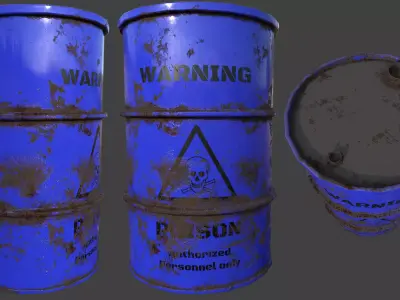 Barrel Blue Damage Signal Low-poly 3D model