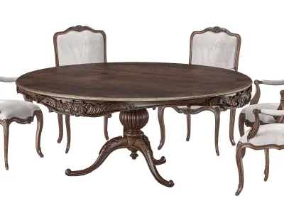 andrea fanfani round table and chair 734 3D model