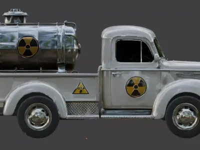 Atomic Age Fleet Transport Truck 3D Model Low-poly 3D model