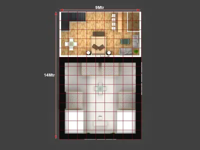 Mezzanine Exhibition Stand Three Side open  14Mtr x 9Mtr 3D model