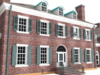 Classic English Red Brick House Building 3D model