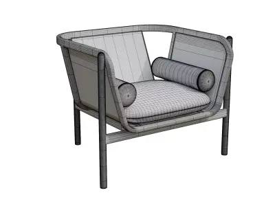 Rowan Mixed Material Accent Chair Low-poly 3D model