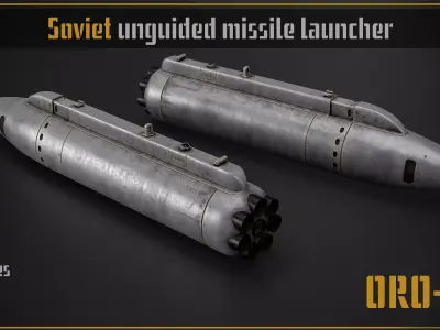 Game ready ORO-57K launcher unguided rockets Low-poly 3D model Low-poly 3D model