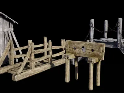 Medieval Fantasy Town Props Pack of 25 high quality  models Low-poly 3D model